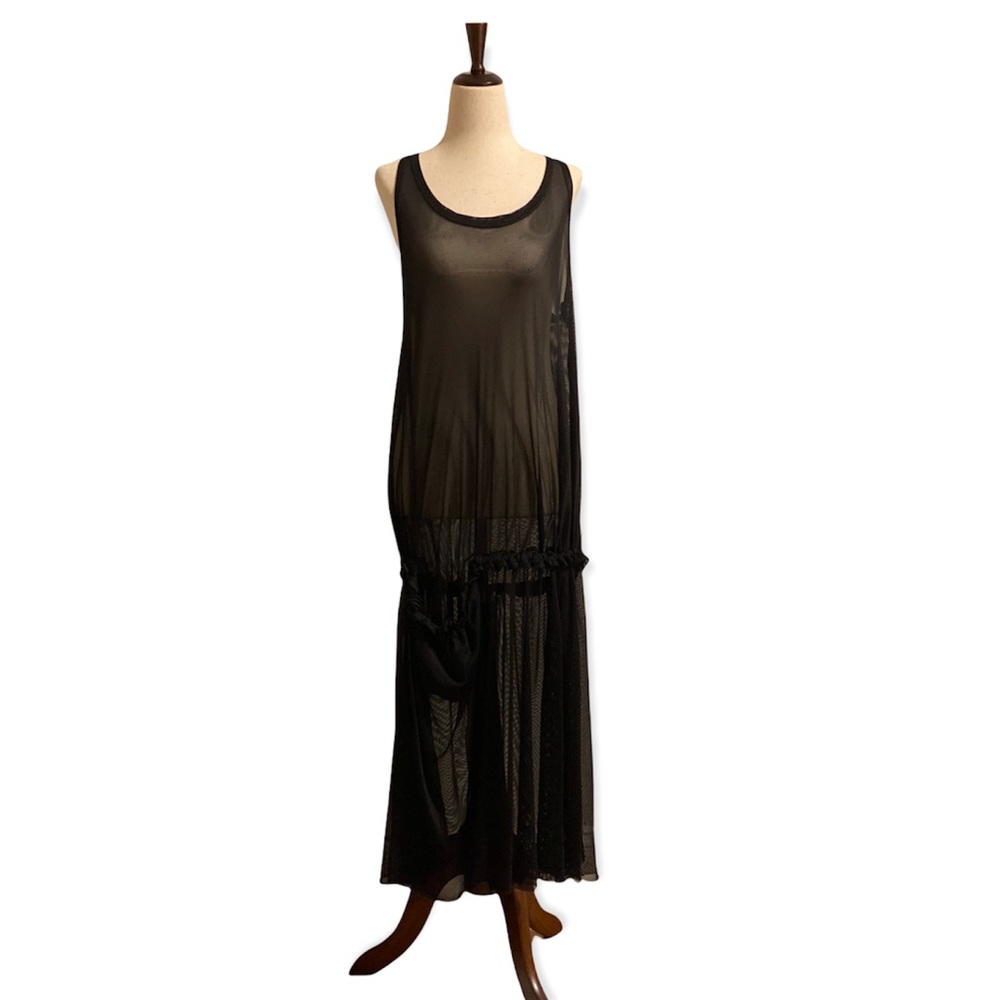 Y-3 Yohji Yamamoto Black Sheer Long Dress